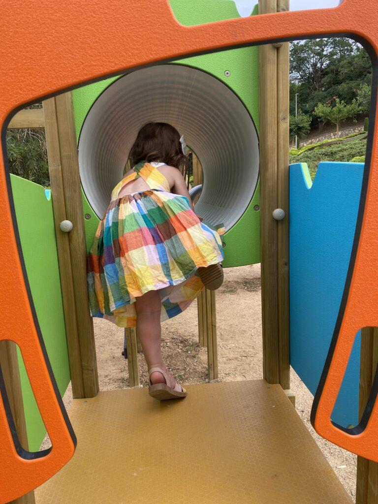 Climbing frame at the playground in Begur, a town on the Costa Brava
