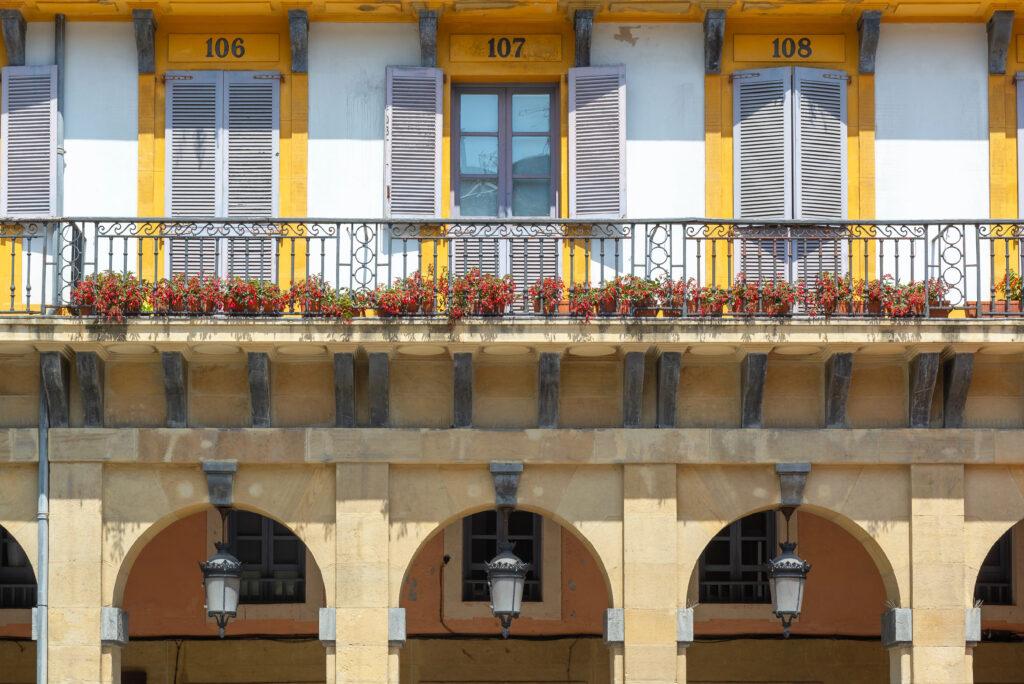 Balconies of Constitution Sqaure in San Sebastián Old Town - My Travel Monkey