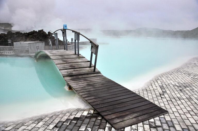 Blue Lagoon Iceland hot springs bridge - My Travel Monkey