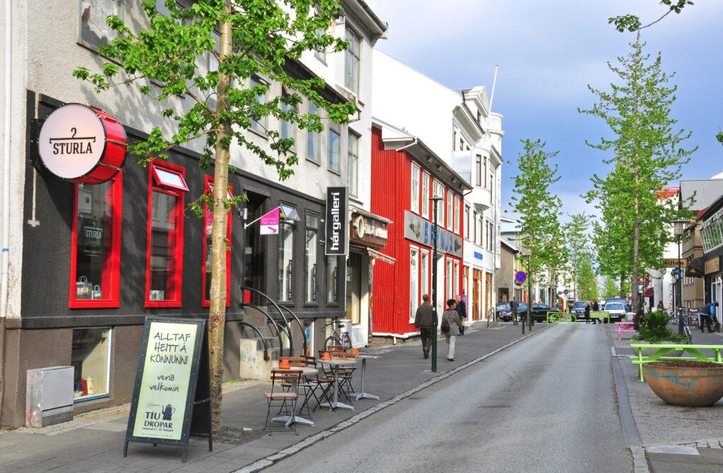 A Reykjavik street with coffee shops - My Travel Monkey