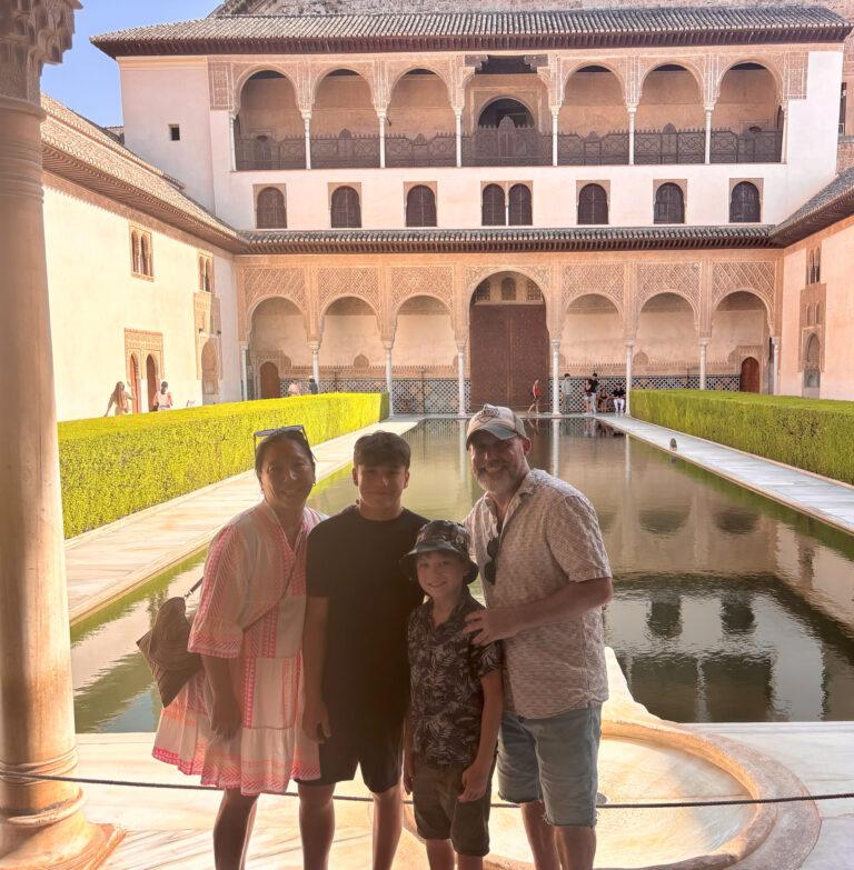 My Travel Monkey family posing in Nasrid Palace, Alhambra-Granada-My Travel Monkey