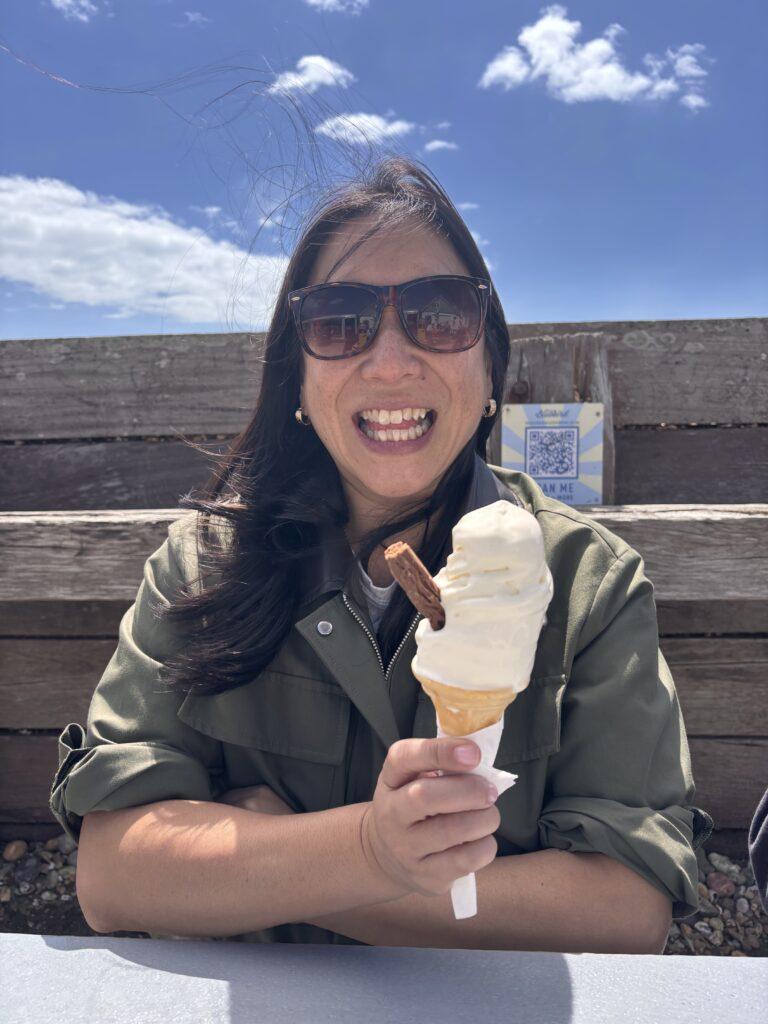 Eating ice cream at the beach - best day trips from London - My Travel Monkey