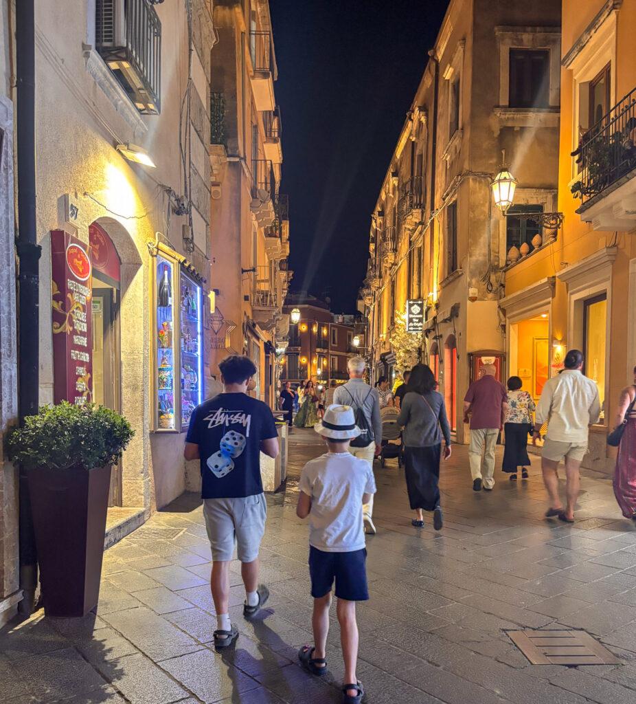 Walking Corso Umberto at night-Taormina-My Travel Monkey